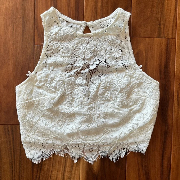 Saved by The Dress Off-White Lace Bralette with Zipper Back size Small - Picture 1 of 4
